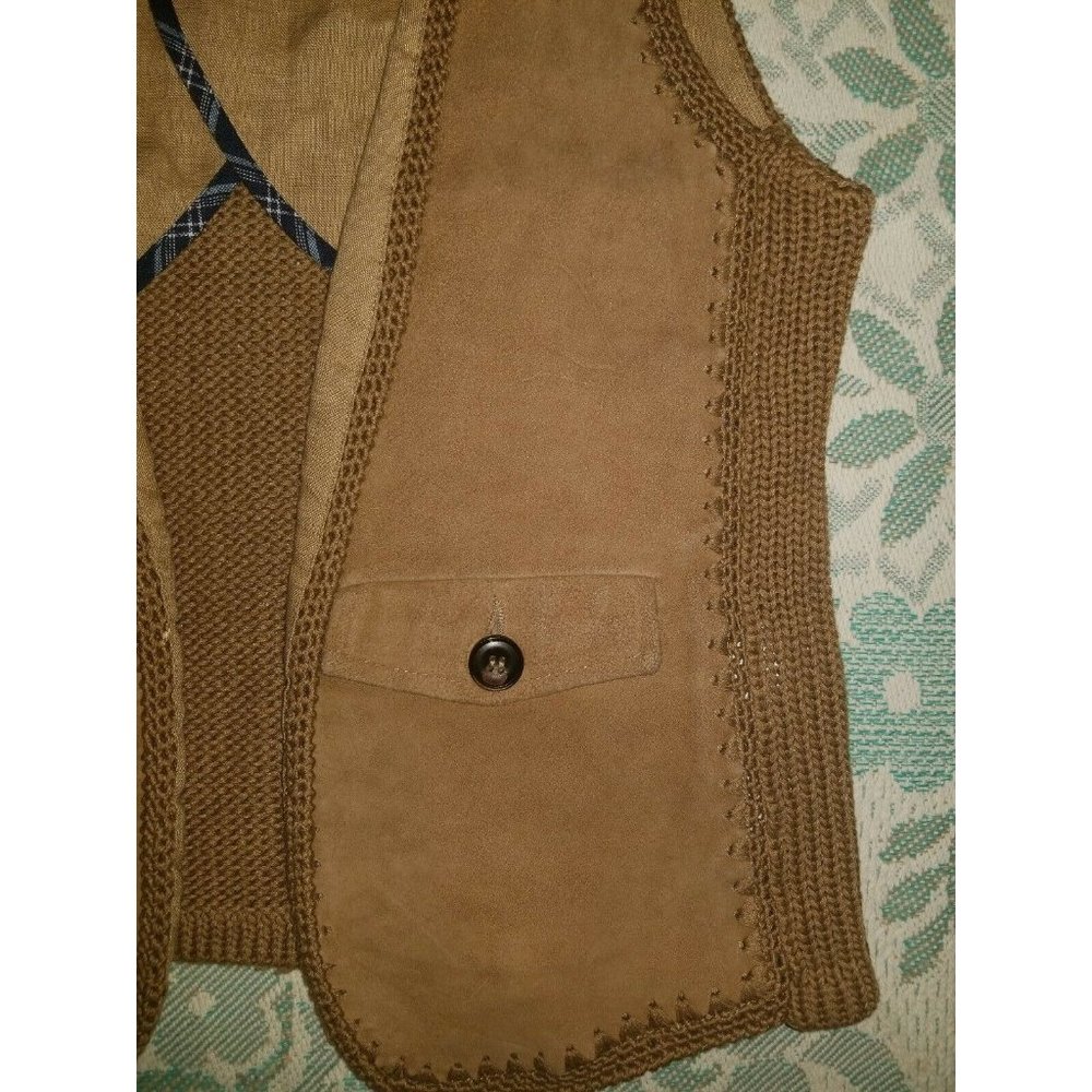 Massimo Dutti Suede Leather Cotton Vest size 30 S